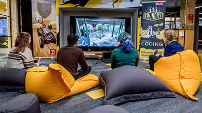 Students playing a computer game as part of Cyber Security Week