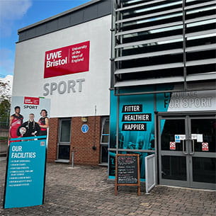 Exterior of the Centre for Sport at UWE Bristol Frenchay Campus.