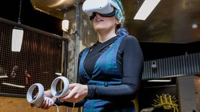 A young person using a virtual reality headset. © Tom Sparey, All Rights Reserved.