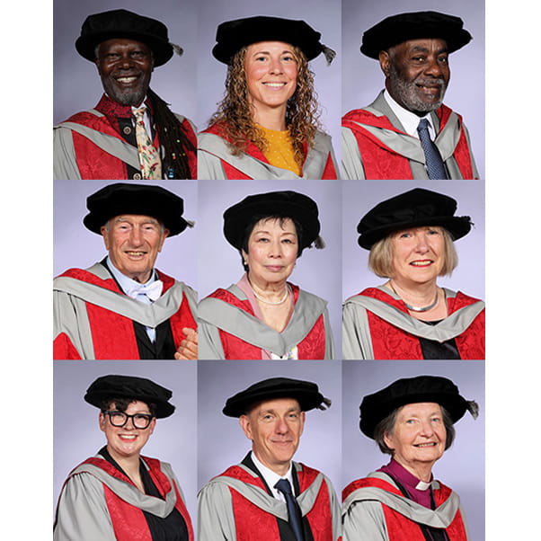 Grid showing UWE Bristol honorary graduates 2024.