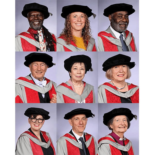 Grid showing UWE Bristol honorary graduates 2024.