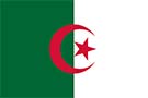 the flag of Algeria, green and white with a red crescent moon and star at the centre