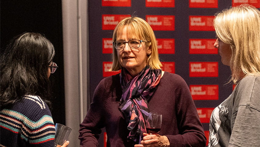  Guests at drinks reception for Shirine Khoury-Haq at UWE Bristol for Bristol Distinguished Address Series, November 2024.