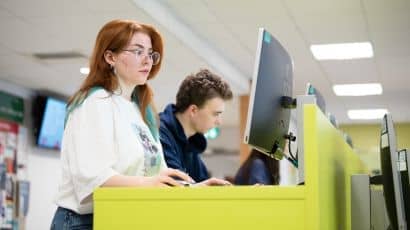 Student working on a PC