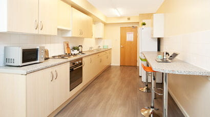 Shared kitchen in Cherry Court accommodation.
