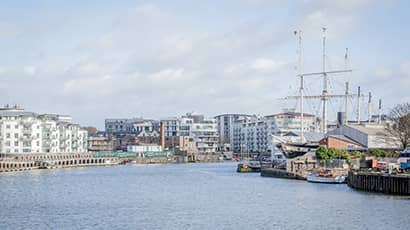 Bristol street art through historical arch