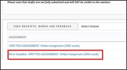 Screenshot showing RA to deadline prefix on assignment name.