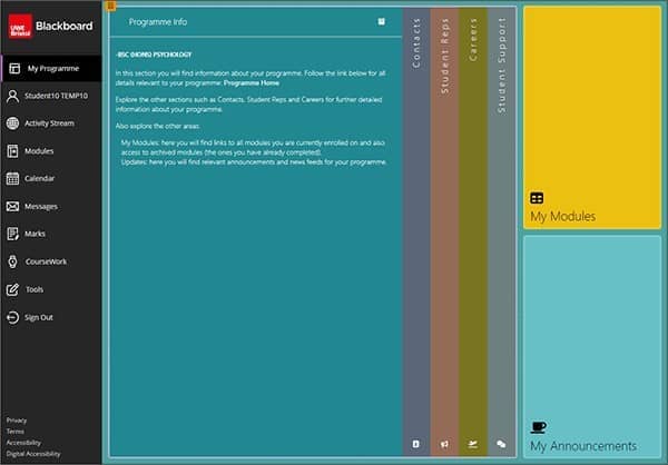 Screenshot of my programme landing page book view