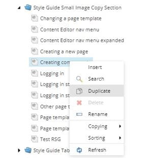 Screenshot showing how to duplicate a component