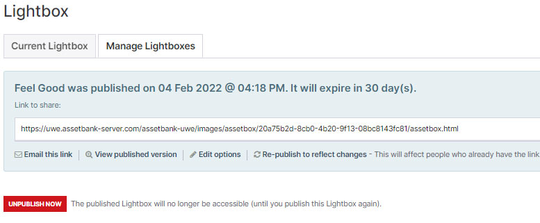 A screenshot of a published lightbox.
