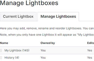 Lightbox current/manage toggle screenshot.