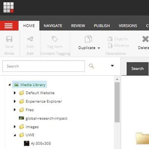A screen shot of the Media Library menu,