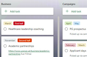Screenshot of the Planner buckets.