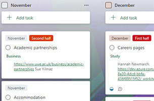 Screenshot of review labels by month in Planner.