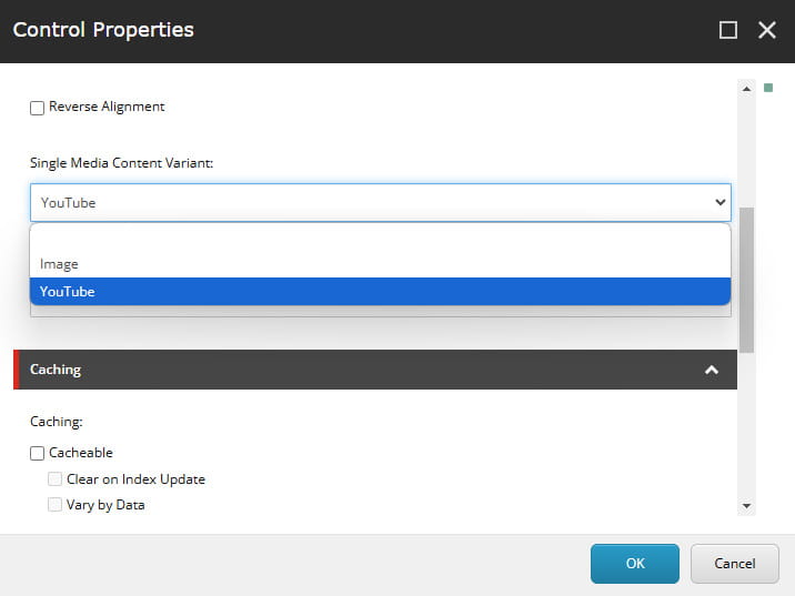 Single media content component rendering options