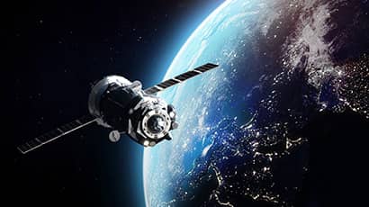 A satellite in space. 