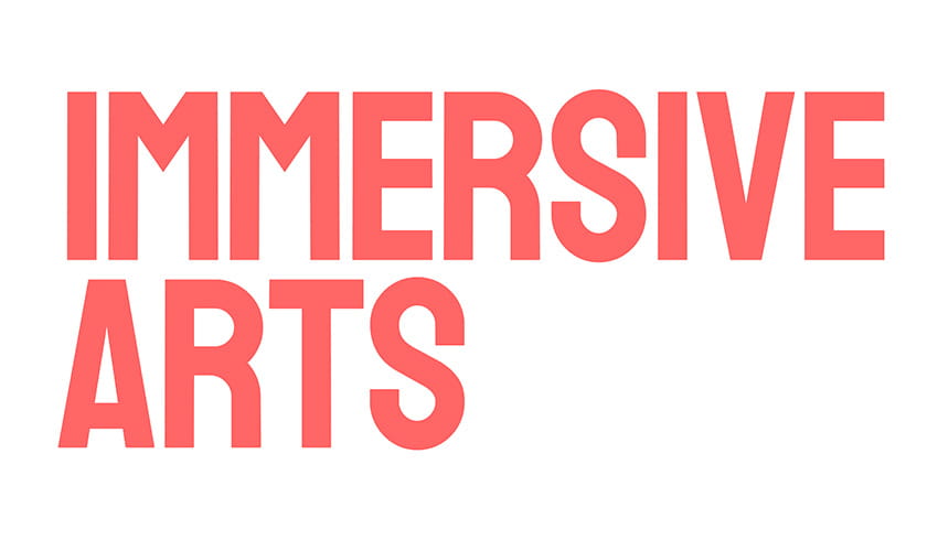 Images shows logo of immersive arts project in coral colour