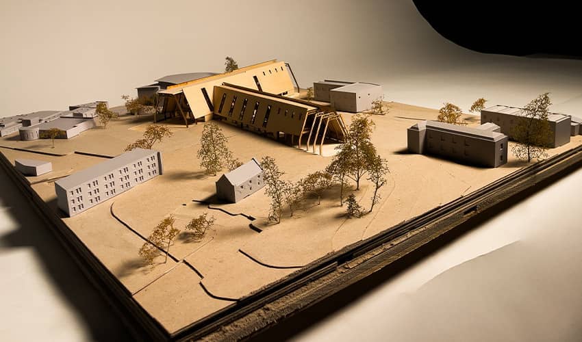 An architectural model of a design for a circus and political space.