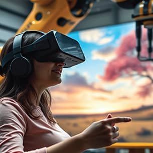 A woman in a wheelchair using a VR headset