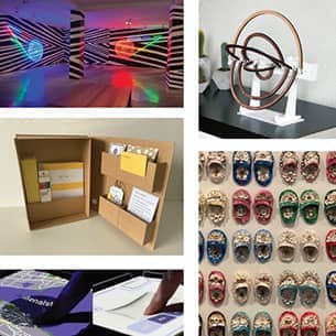 A collage depicting different craft tools and items