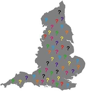 Grey map of England with multi-coloured question marks depicting the approximate locations of retrofit advice services.