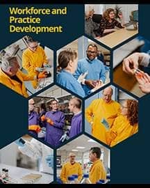 Hexagonal collage of CBR's members of the Workforce and Practice Development research theme.