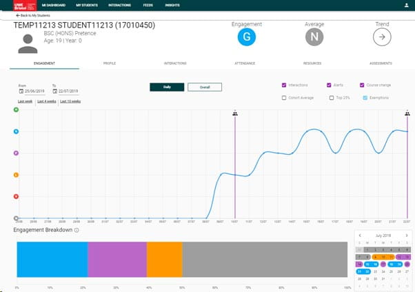 MyEngagement student record screenshot