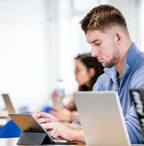 A student working on a mobile device