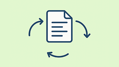  A document surrounded by arrows.