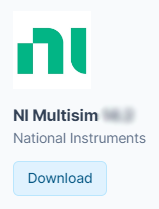 NI Multisim search result, with the download button highlighted.