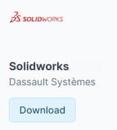 Solidworks search result, with the download button highlighted.