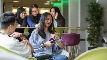 International students on campus