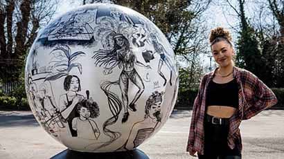 Public art globe created by former UWE Bristol student installed at Bower Ashton campus
